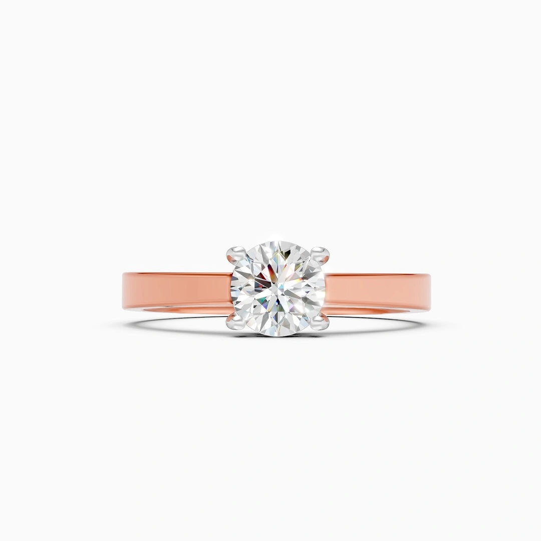 Modern Underneath Diamond Style Round Cut 14K Gold Ring