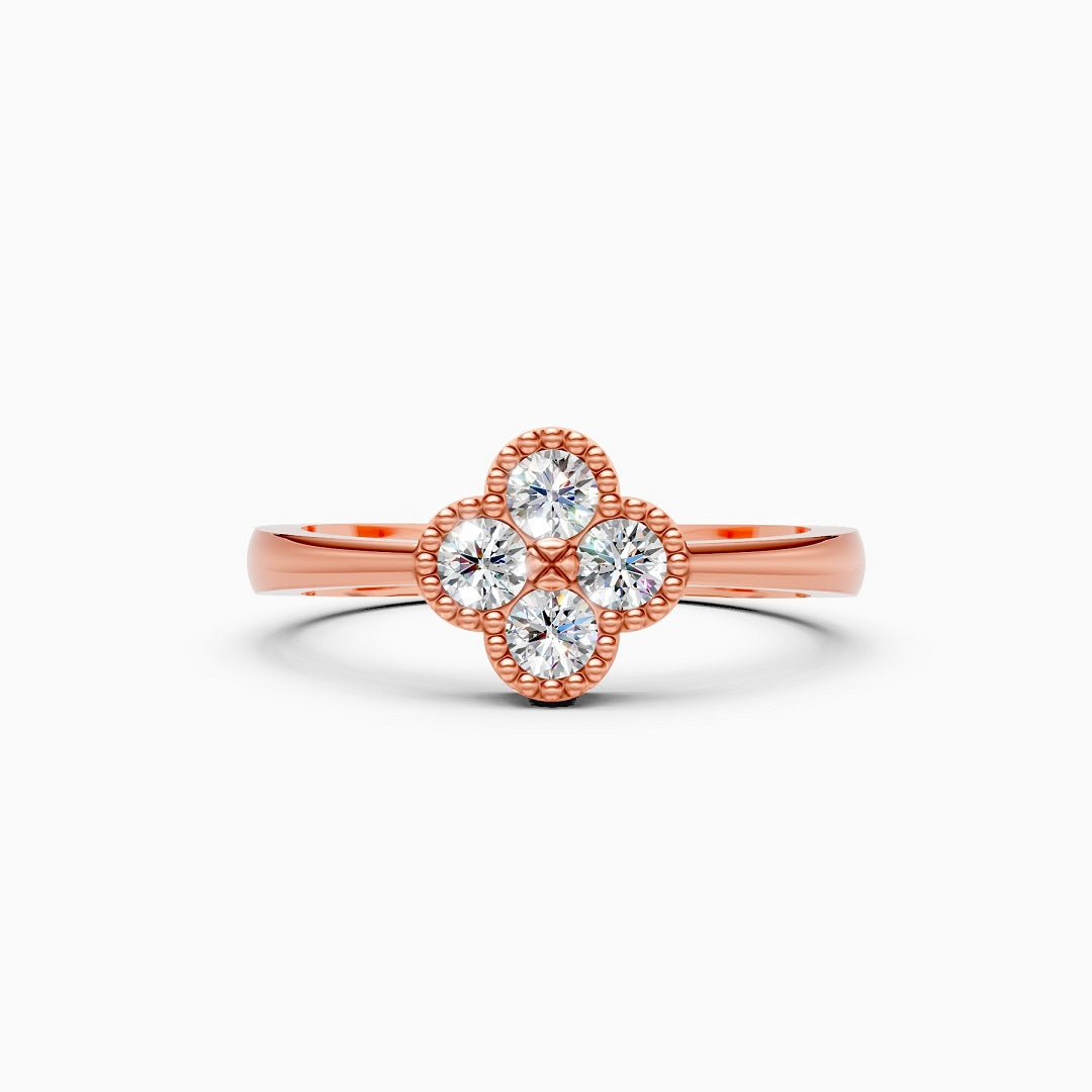 Milgrain setting ring, baby ring, promise ring, propose ring, solitaire ring, rose gold ring, diamond ring, gold ring, 4 stone ring, four diamond ring, prong setting ring