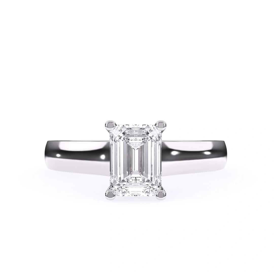 Emerald cut moissanite gold engagement ring in 14k white, rose, yellow gold ring for engagement and wedding