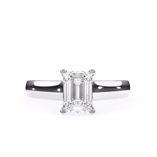 Emerald cut moissanite gold engagement ring in 14k white, rose, yellow gold ring for engagement and wedding