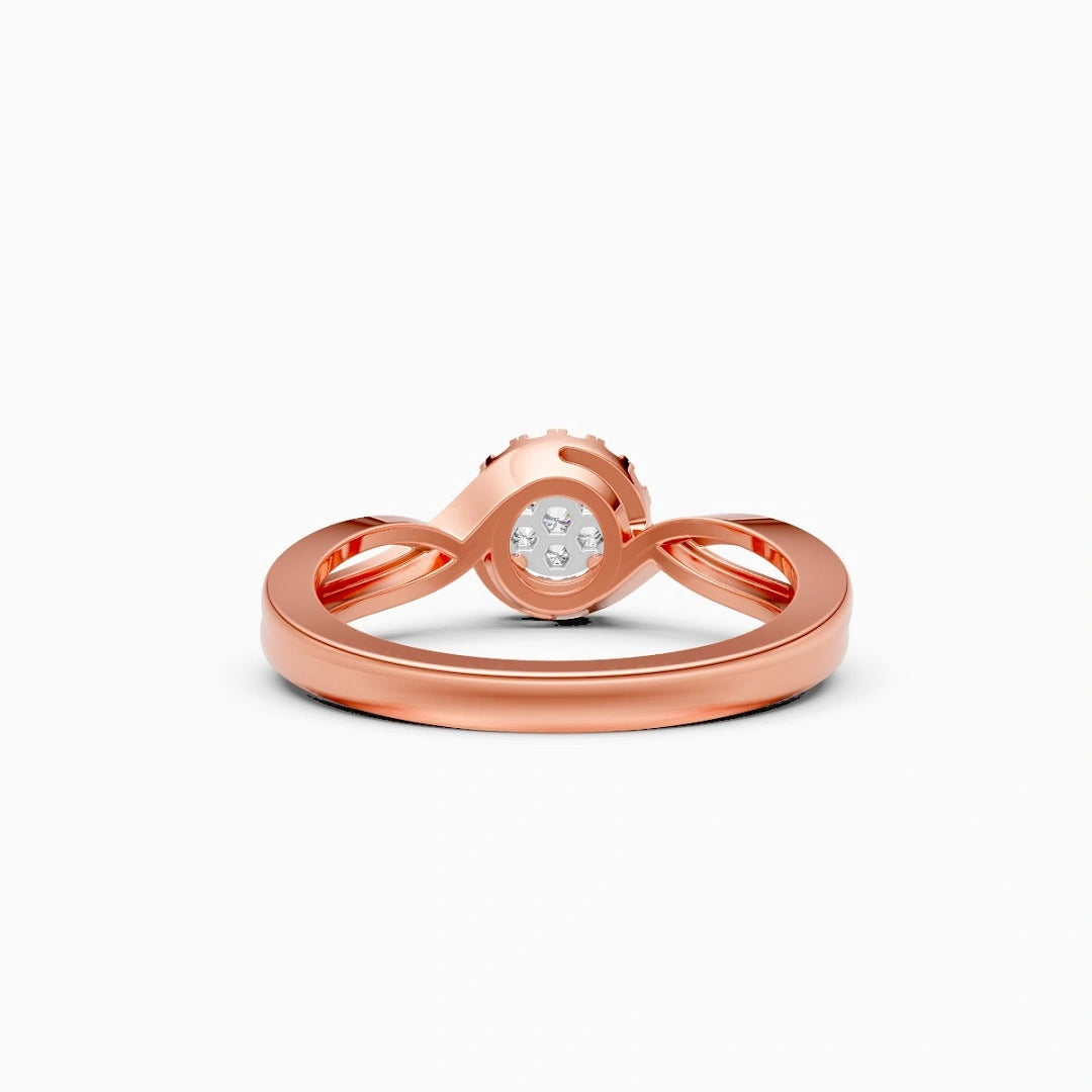 Round cluster diamond ring, twisted band ring, two tone diamond ring, lab diamond ring, moissanite ring, gold ring, hadmade ring, handmade gift ideas