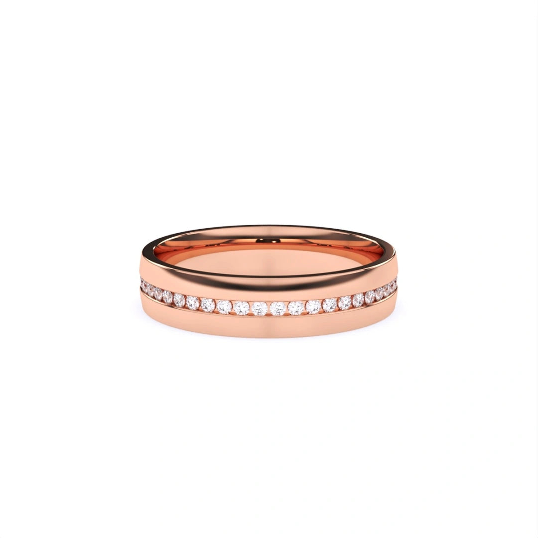 round cut lab grown diamond pave set 14 k rose gold men's ring for gifts