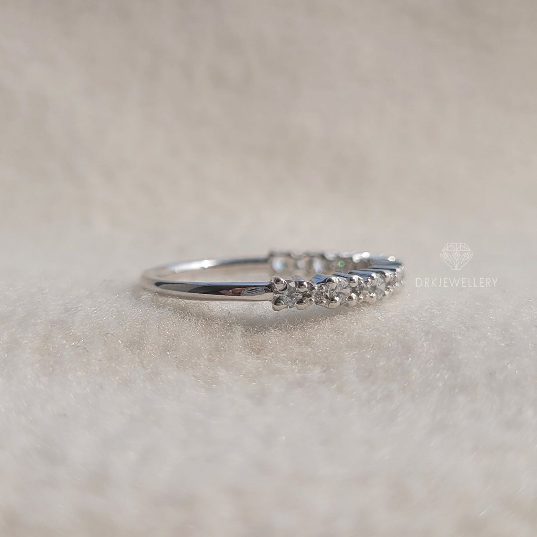 Round Cut eternity lab grown diamond 14k whiite gold band