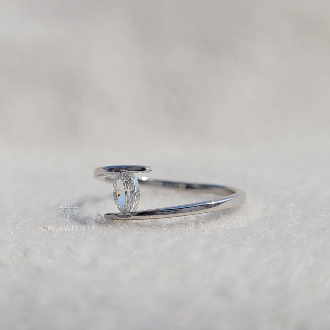 bypass setting marquise cut lab grown diamond solid 14k whiite gold propose and promise ring