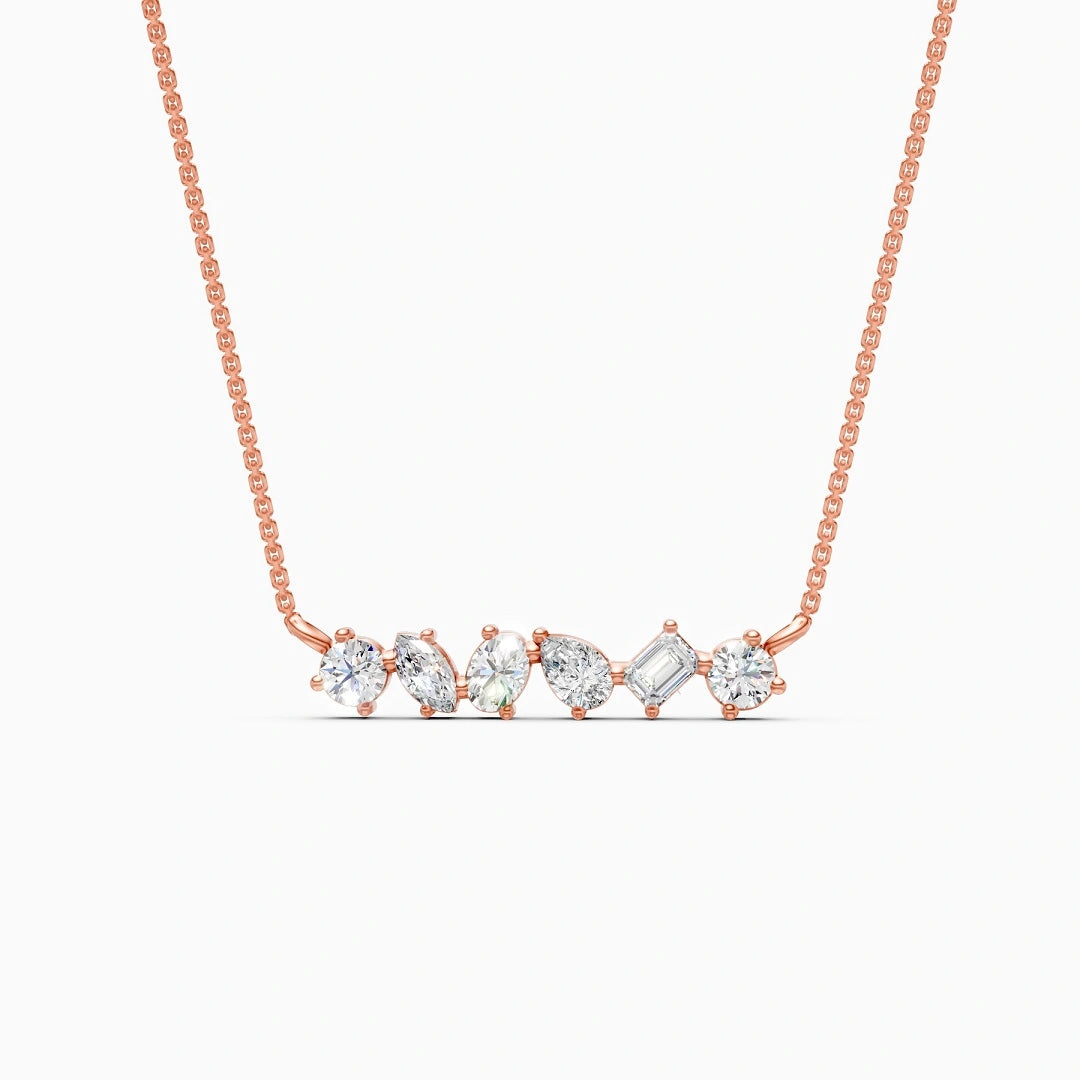 multi cut lab grown diamond  pendant chain in 14k gold