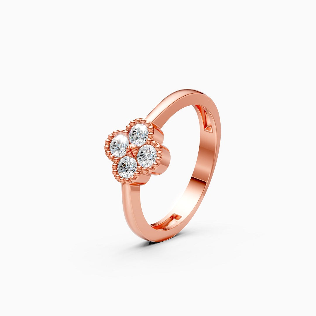 Milgrain setting ring, baby ring, promise ring, propose ring, solitaire ring, rose gold ring, diamond ring, gold ring, 4 stone ring, four diamond ring, prong setting ring