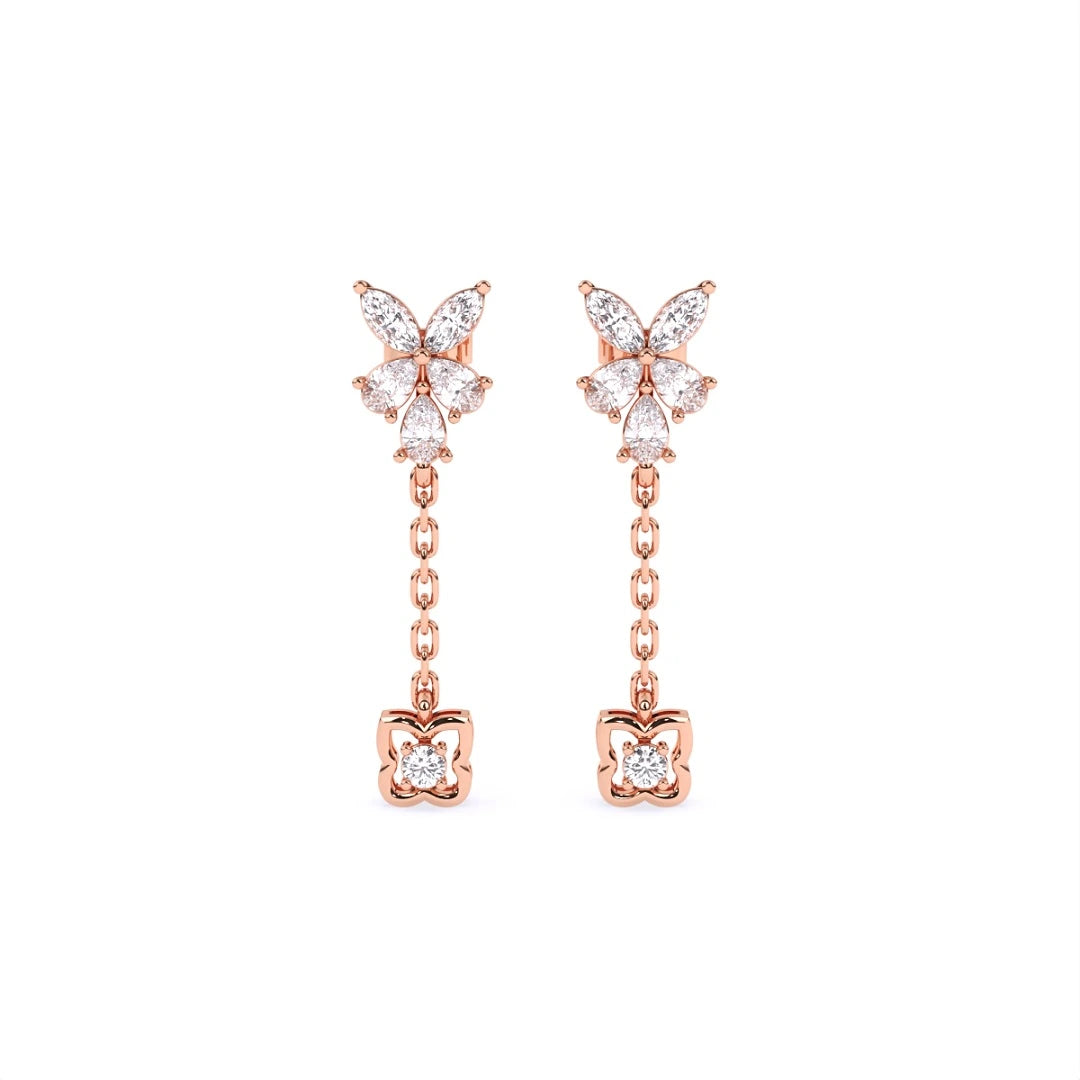 marquise round and pear cut lab grown diamond screw back dangle drop earrings