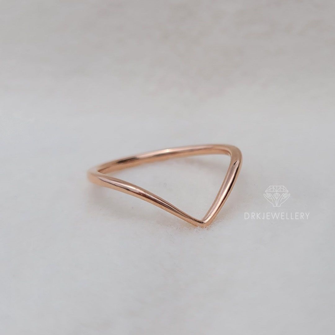 chevron style band-v shape band-rose gold band-solitaire band-matching bridal set-gifts for her-gift