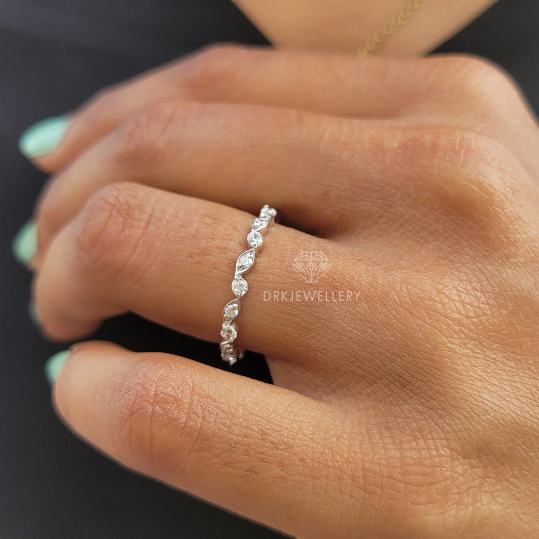 Round cut lab grown diamond ring, lab diamond ring, bezel set ring, pave set ring,white gold ring
