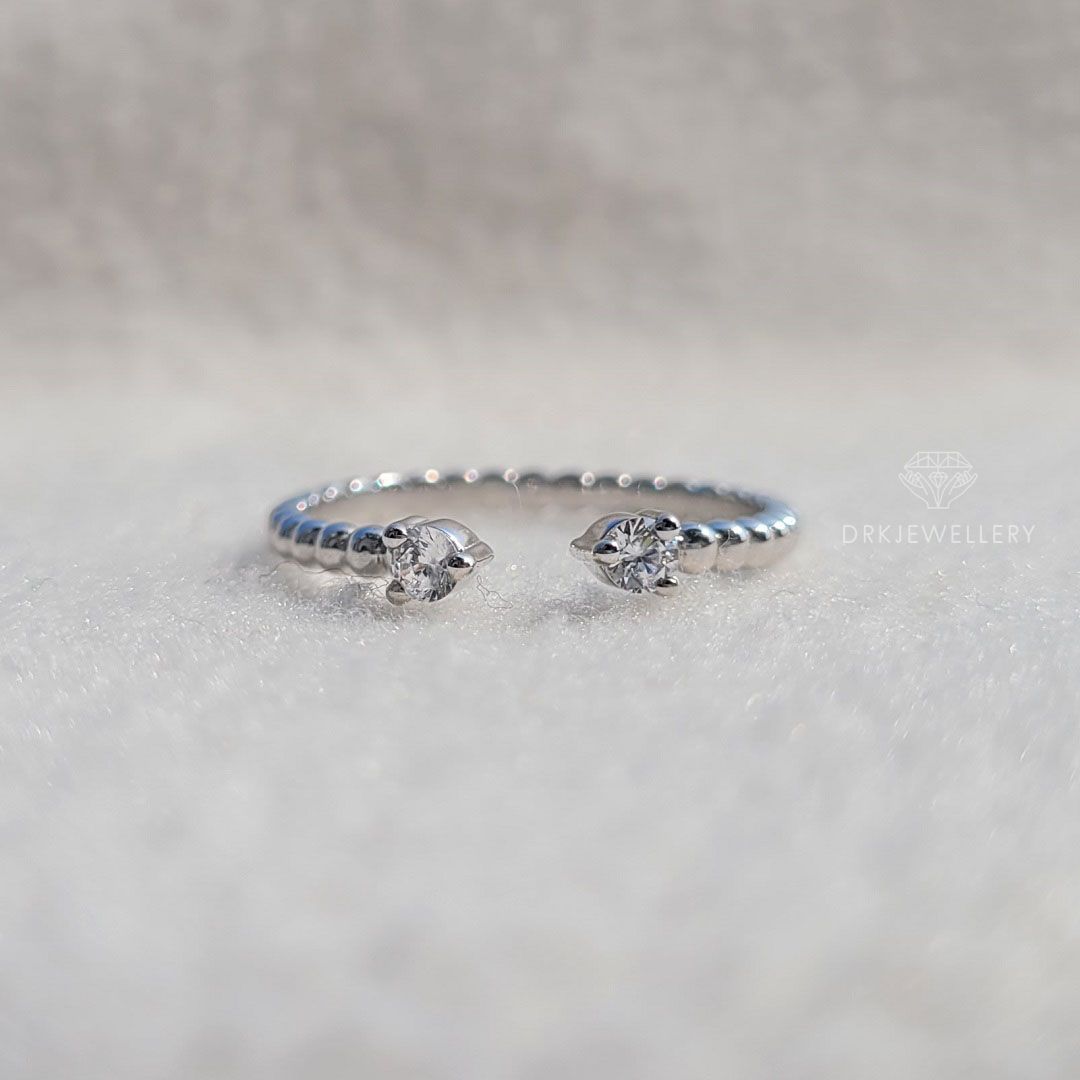 Open gap ring-engagemet ring band-beaded band-white gold ring-matching band-two stone ring-gift ideas