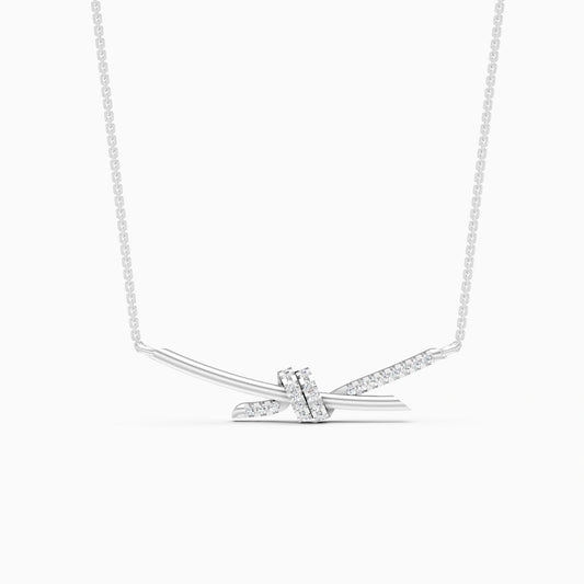 Bow shaped tie knot round cut lab grown diamond gold pendant