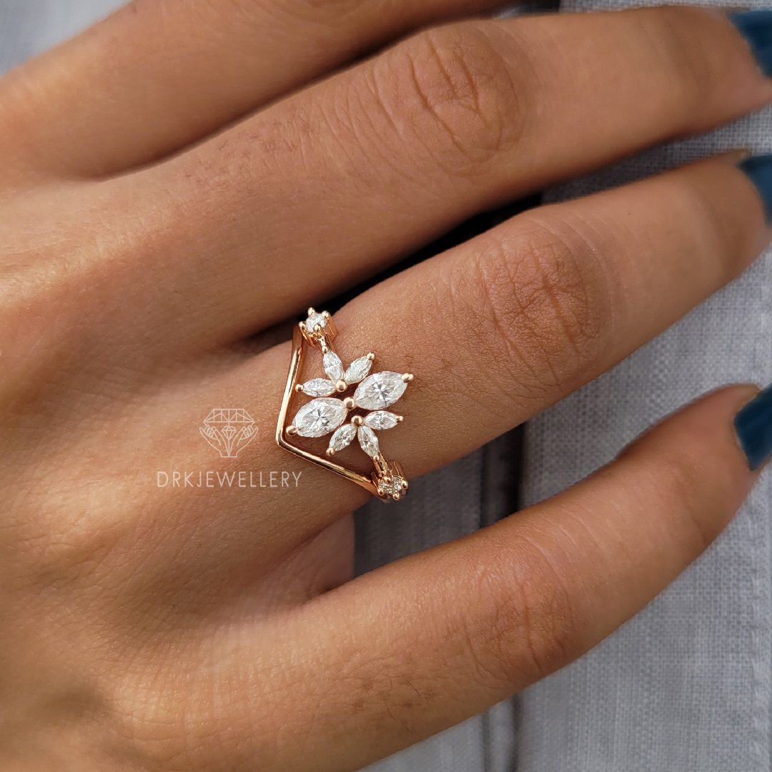 marquise cut ring-lab grown diamond ring-cluster ring-distance pave se ring-wedding ring-moissaite ring-marquise lab grown diamond