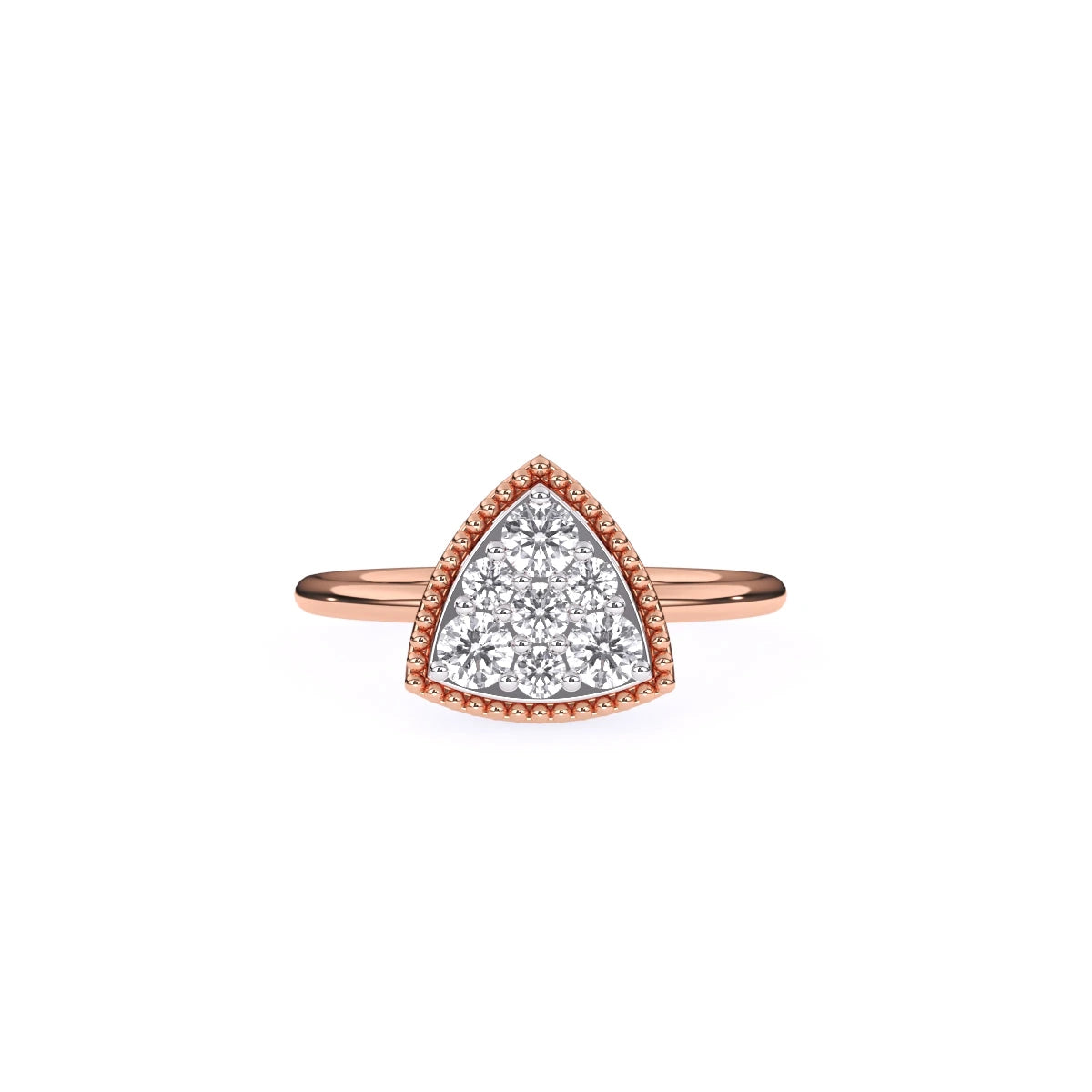 illusion style ring, 14k gold ring, gold ring, diamond ring, milgrain set ring, solitaire ring, triangle shape diamond ring, ersonalised gifts