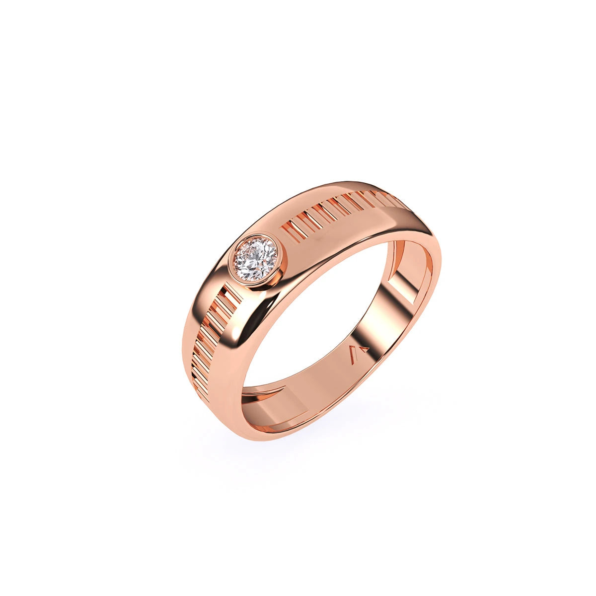 round cut rose gold men's wedding ring