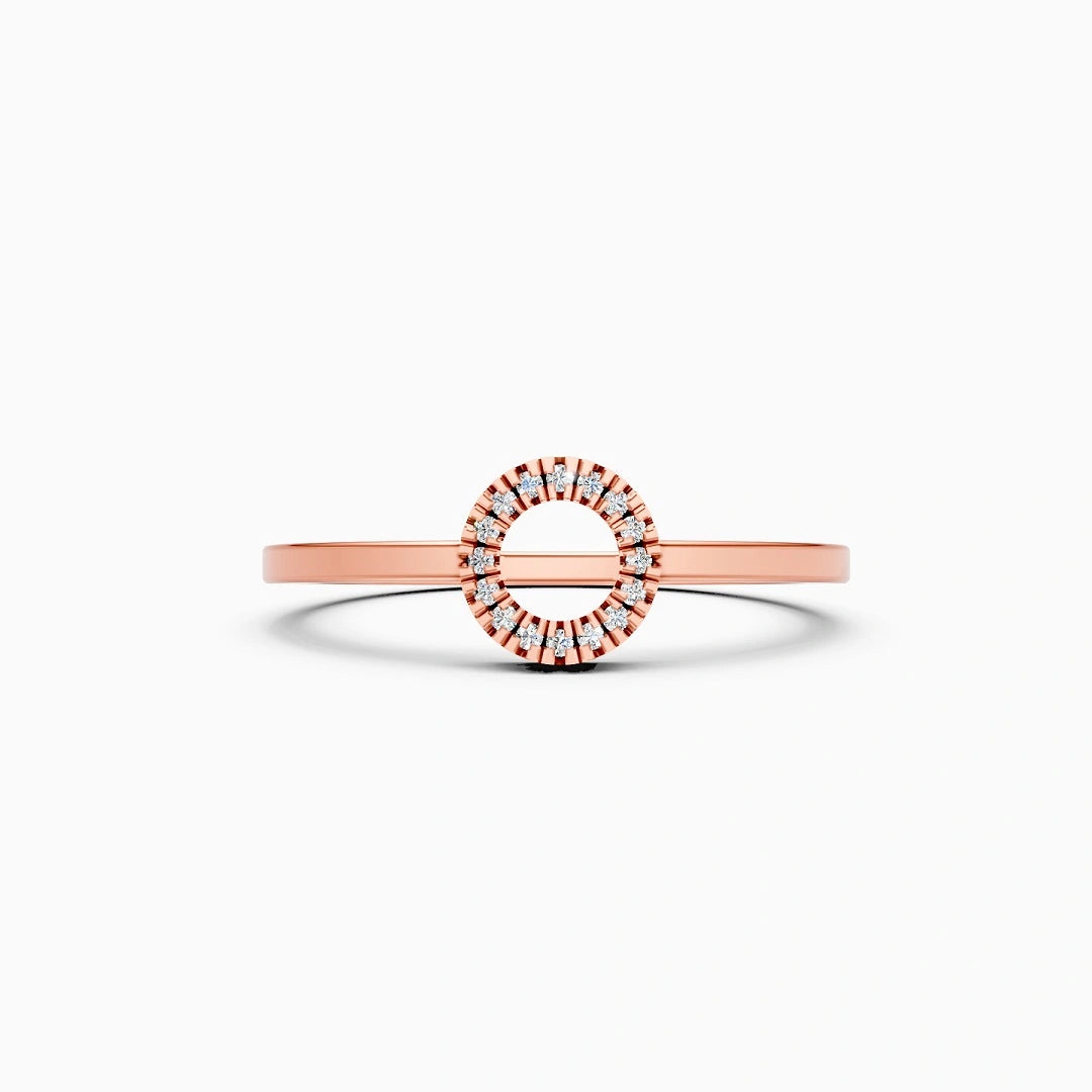 Round cut channel setting open halo gold solitaire engagement ring, best propose ring gift idea