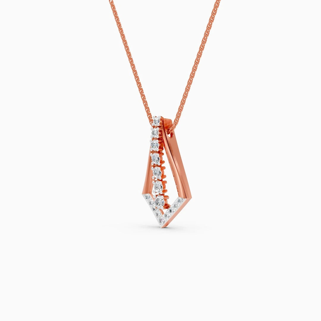 naural pave setting triangle shape gold pendant for her wedding gifts 