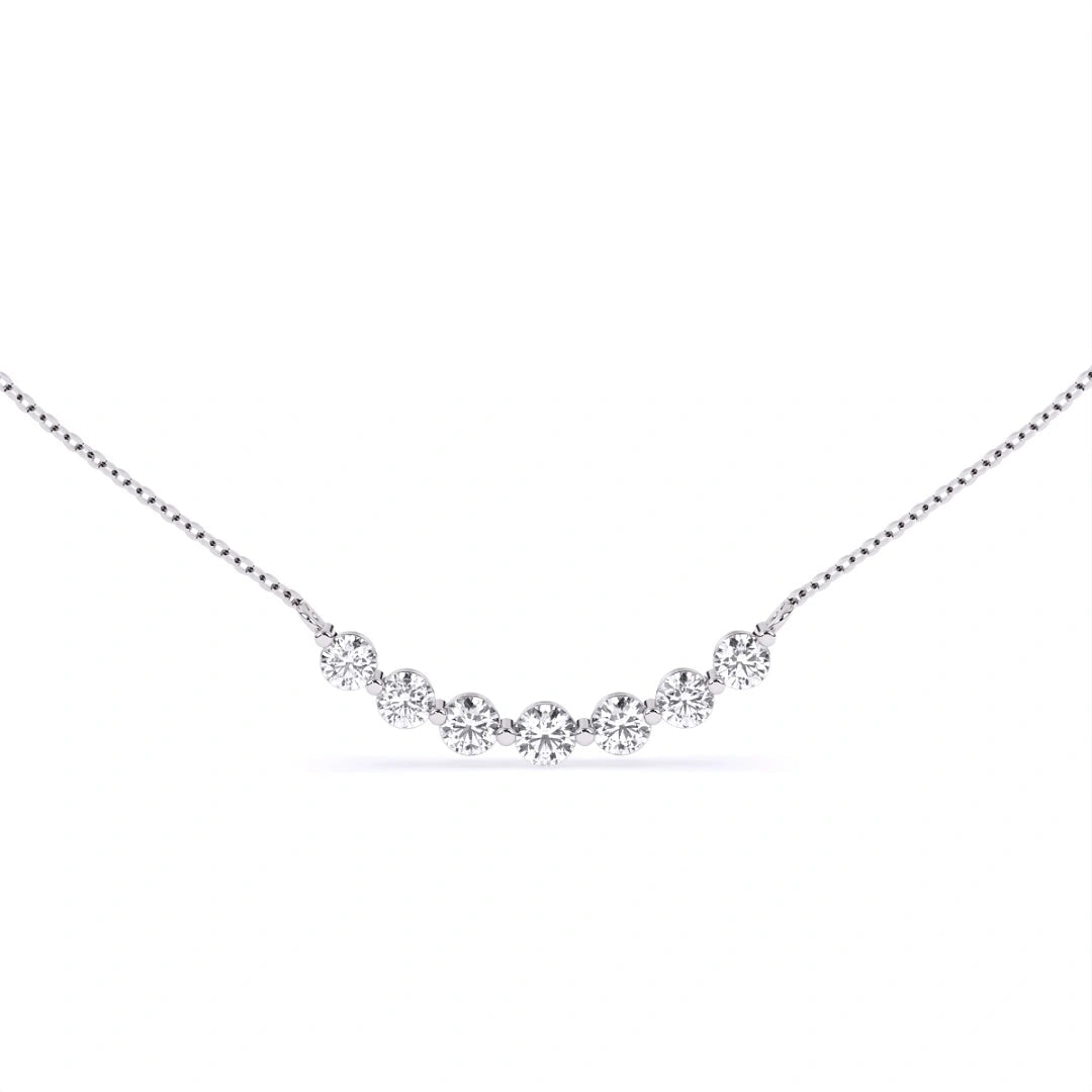 seven stone round cut lab grown diamond single prong style chain pendant as necklace