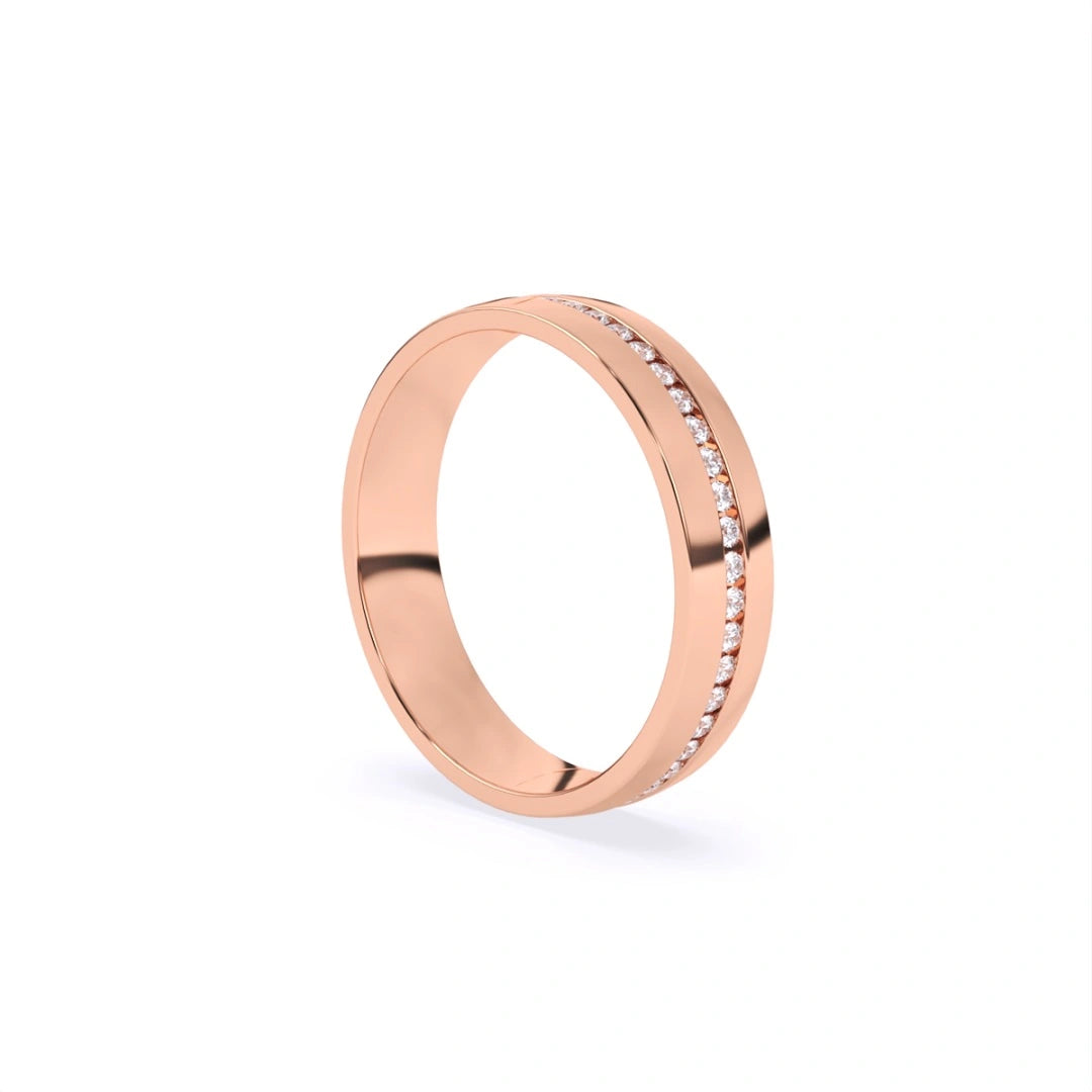 round cut lab grown diamond pave set 14 k rose gold men's ring for gifts
