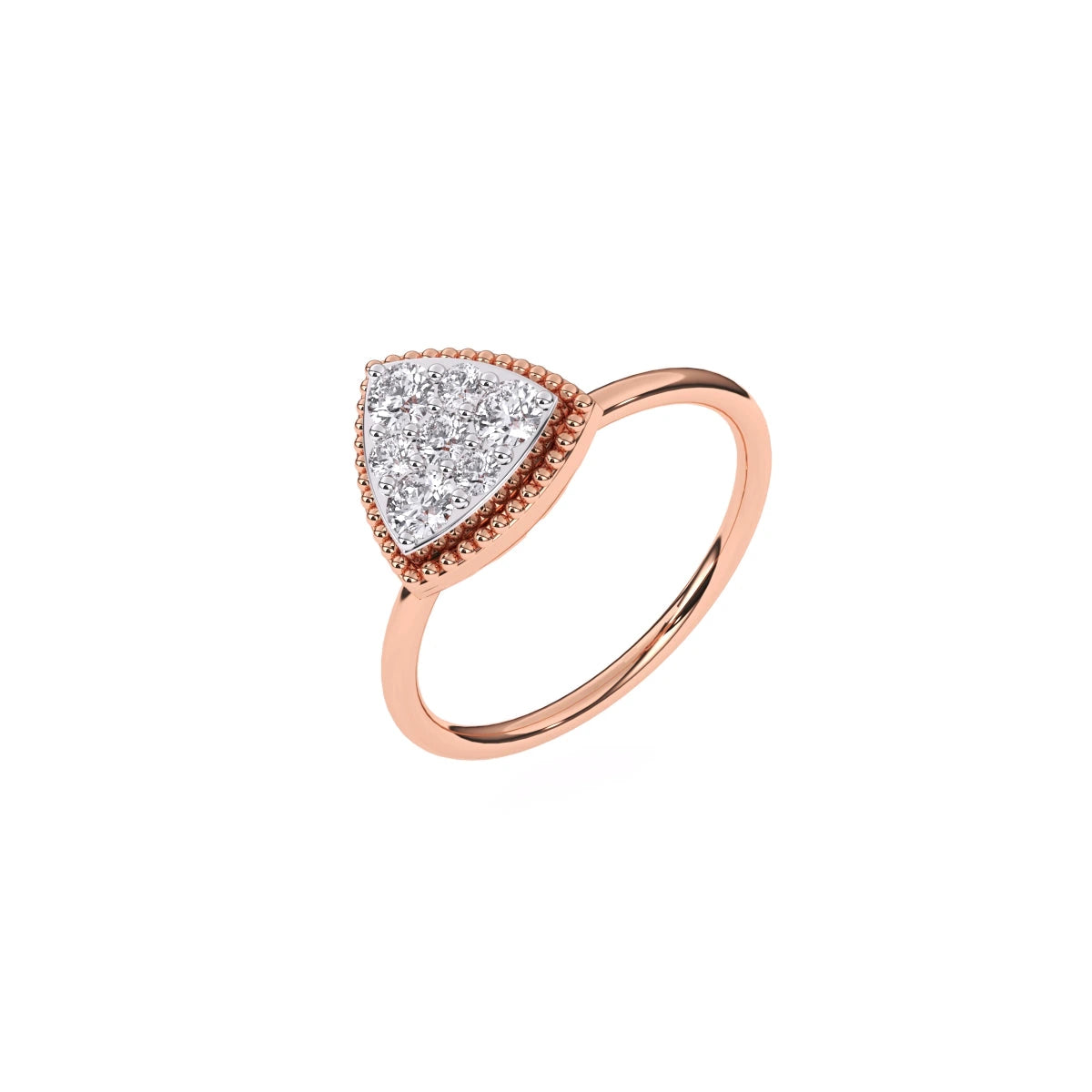 illusion style ring, 14k gold ring, gold ring, diamond ring, milgrain set ring, solitaire ring, triangle shape diamond ring, ersonalised gifts