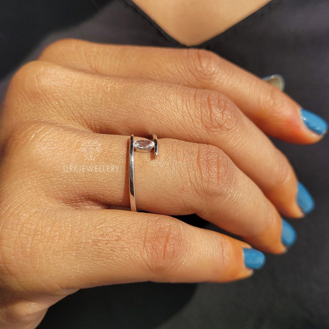 bypass setting marquise cut lab grown diamond solid 14k whiite gold propose and promise ring