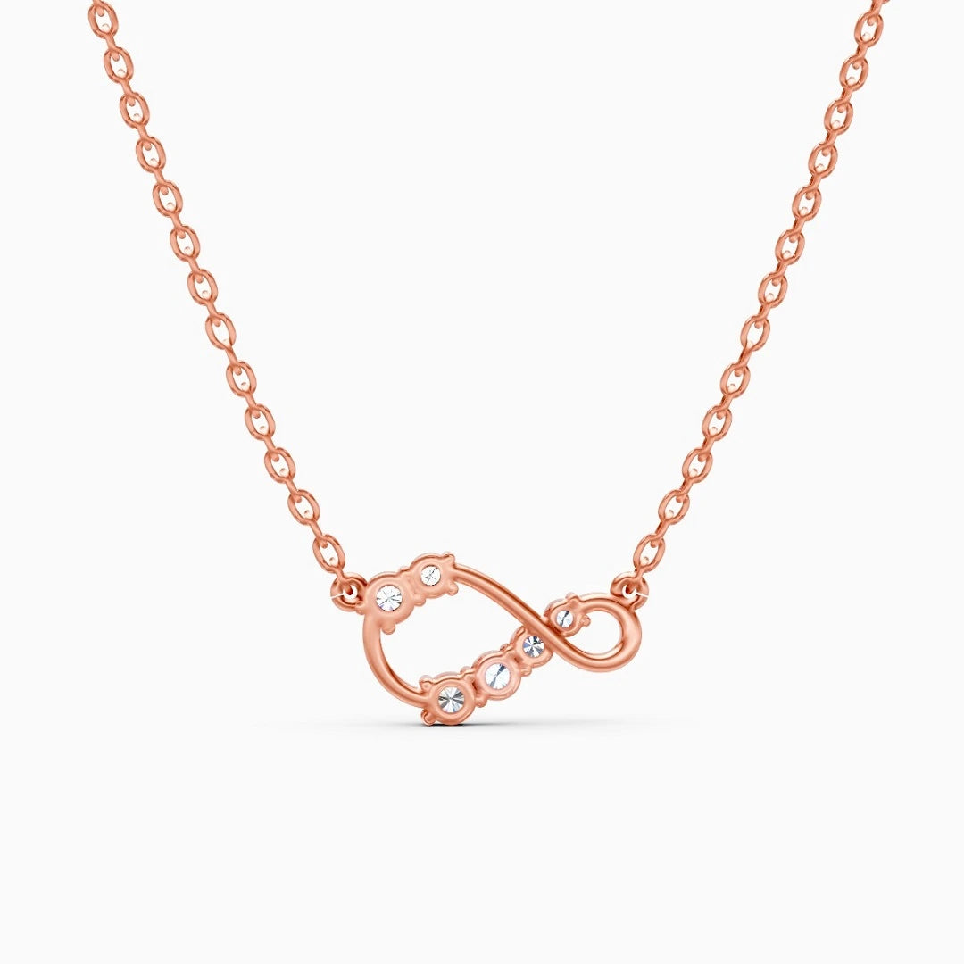 infinity style round cut lab grown diamond 4k rose gold chan pendant