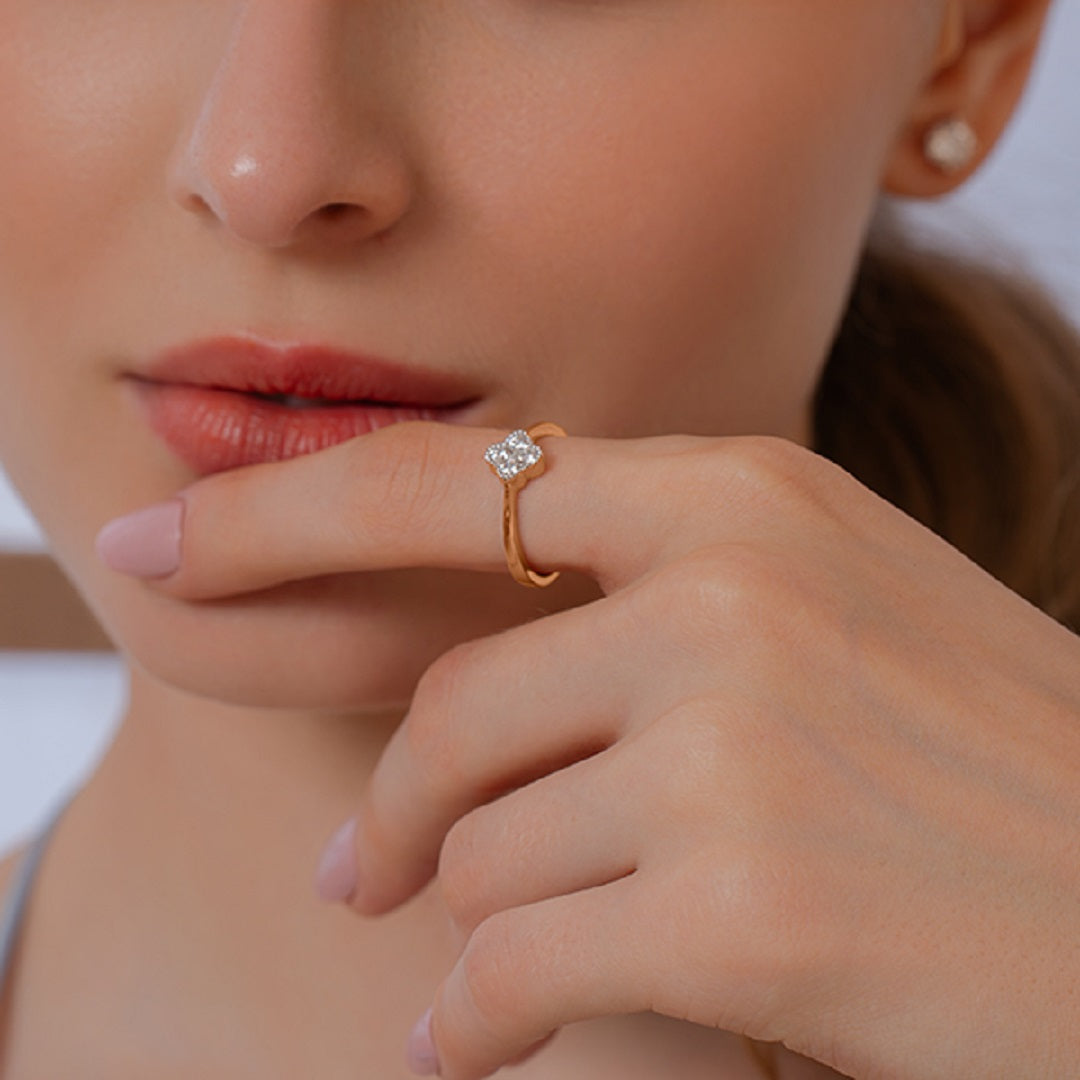 Milgrain setting ring, baby ring, promise ring, propose ring, solitaire ring, rose gold ring, diamond ring, gold ring, 4 stone ring, four diamond ring, prong setting ring