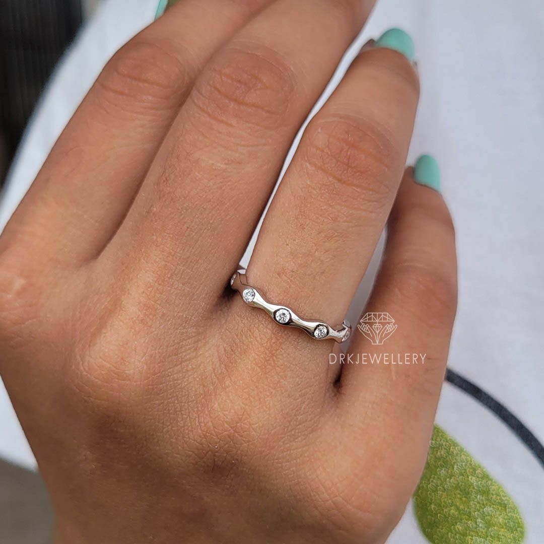 round cut ring-lab grown diamond-bezel set ring-flush set ring-wedding band-wave band-eternity band