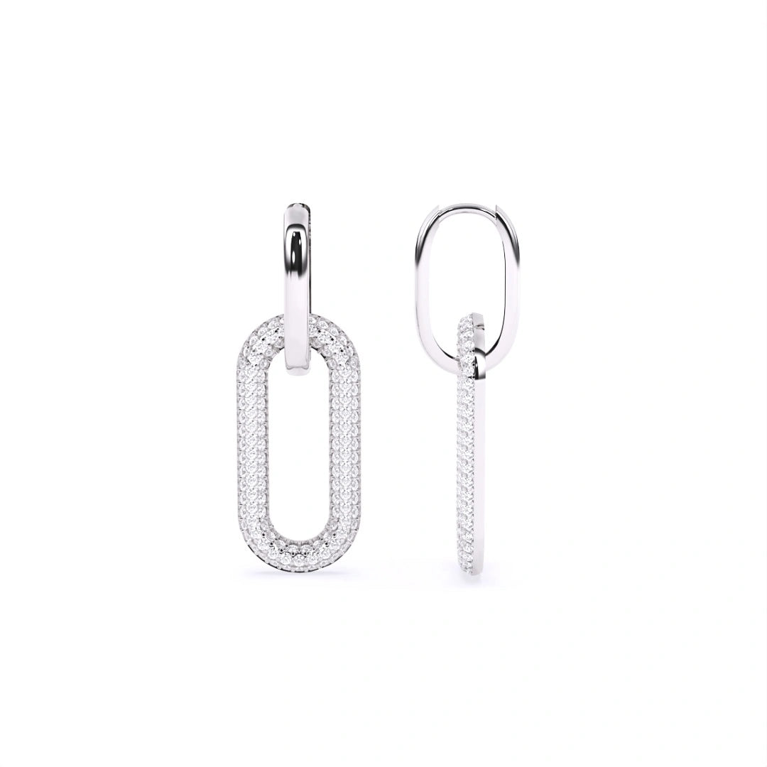 Pair of 14k gold hoop earrings with small diamonds