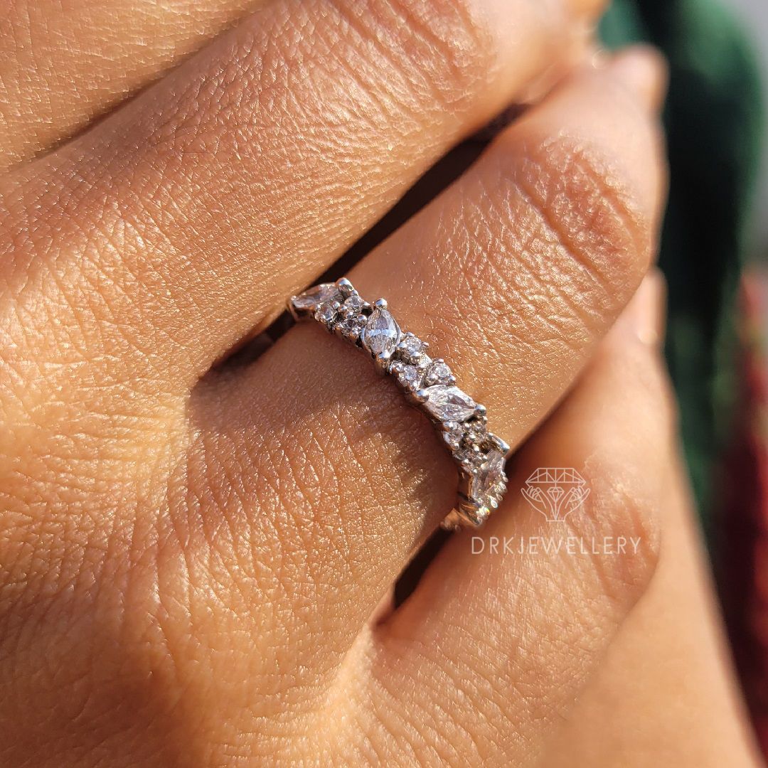 Half Eternity Pave Setting Lab Diamond Wedding Band