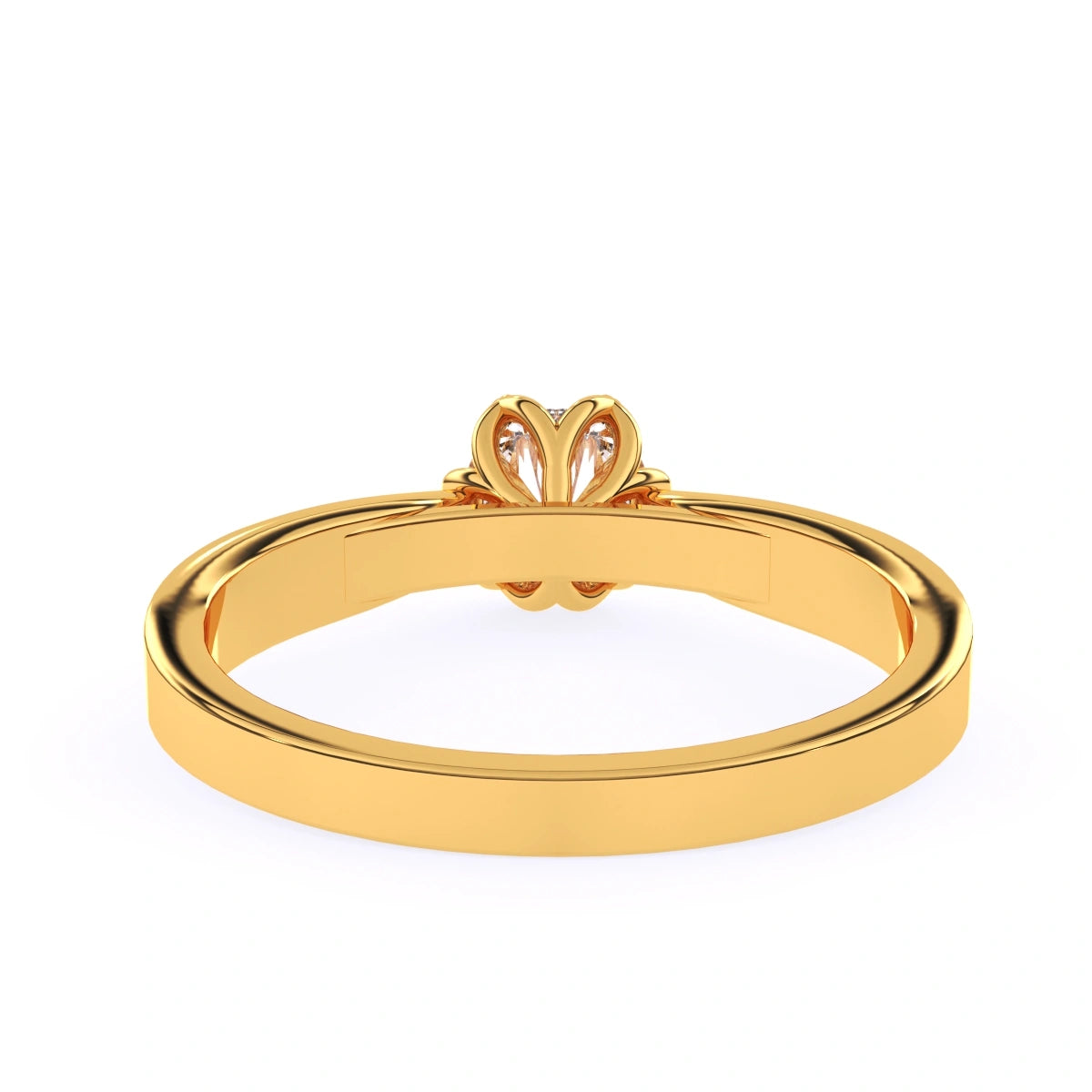 14k yellow gold engagement ring, rose petal style shank ring