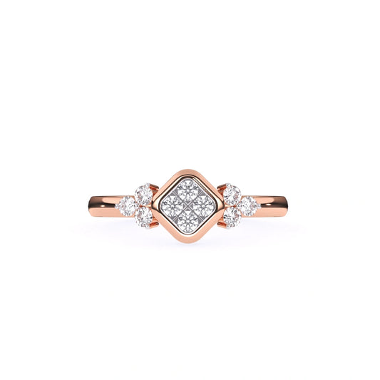Vintage Milgrain Style Round Cut Diamond Gold Ring