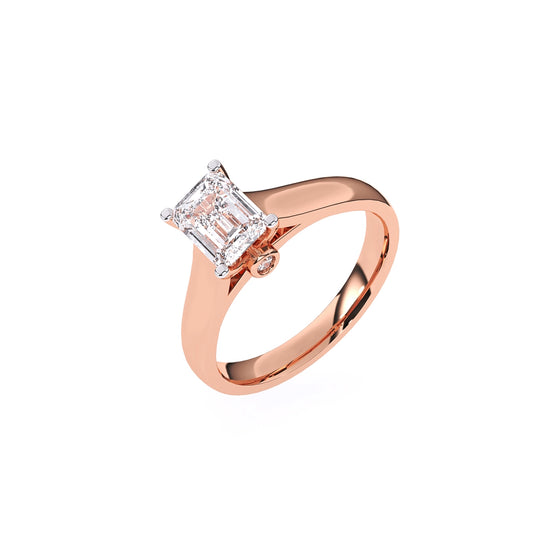 Emerald Cut Moissanite Underneath Style Engagement Ring