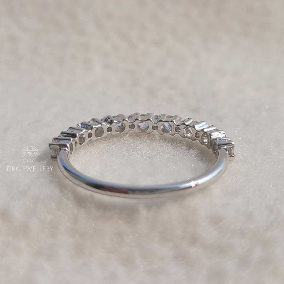 Round Cut eternity lab grown diamond 14k whiite gold band