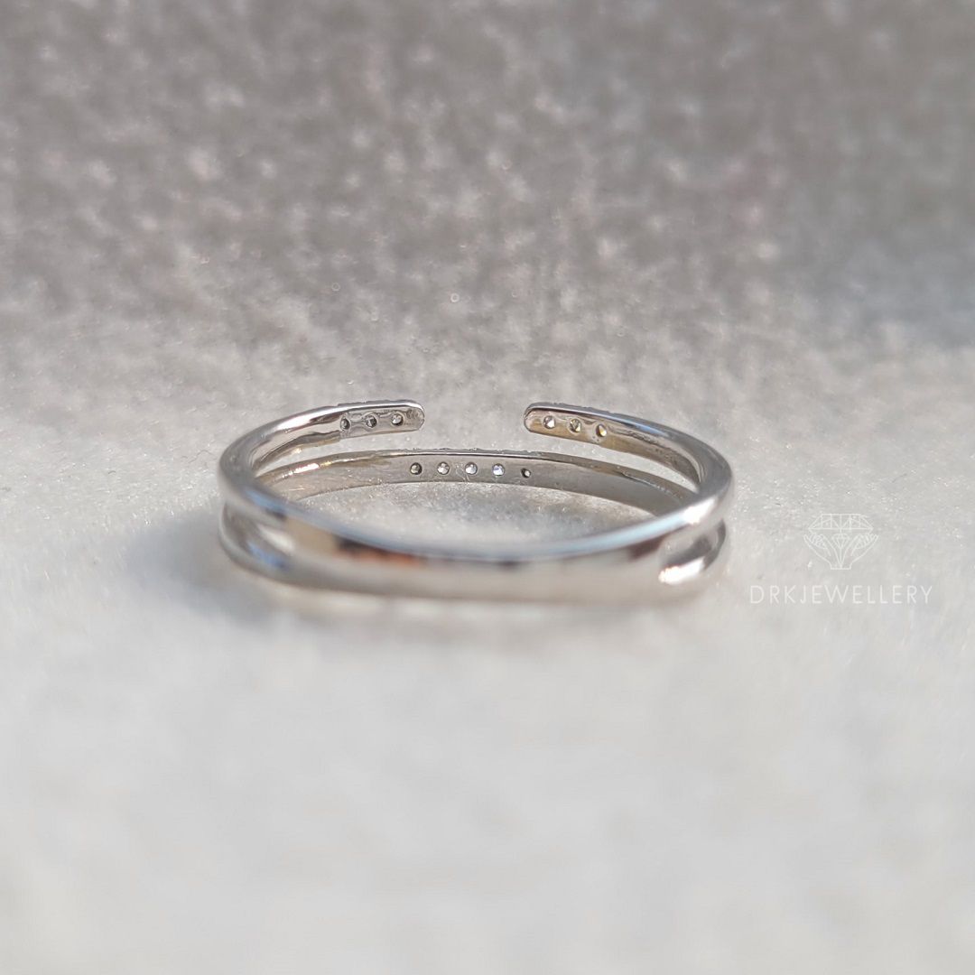 Double row pave set erernity white gold wedding ring set round cut lab grown diamond