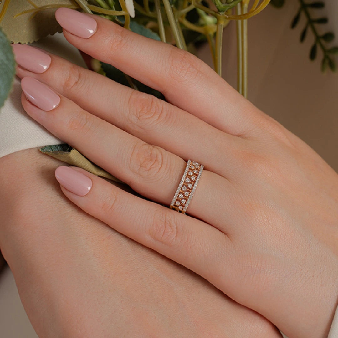 pave setting round cut lab grow diamond  eternity wedding band 