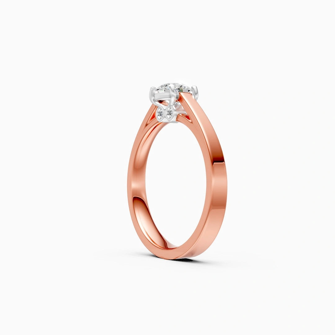Modern Underneath Diamond Style Round Cut 14K Gold Ring