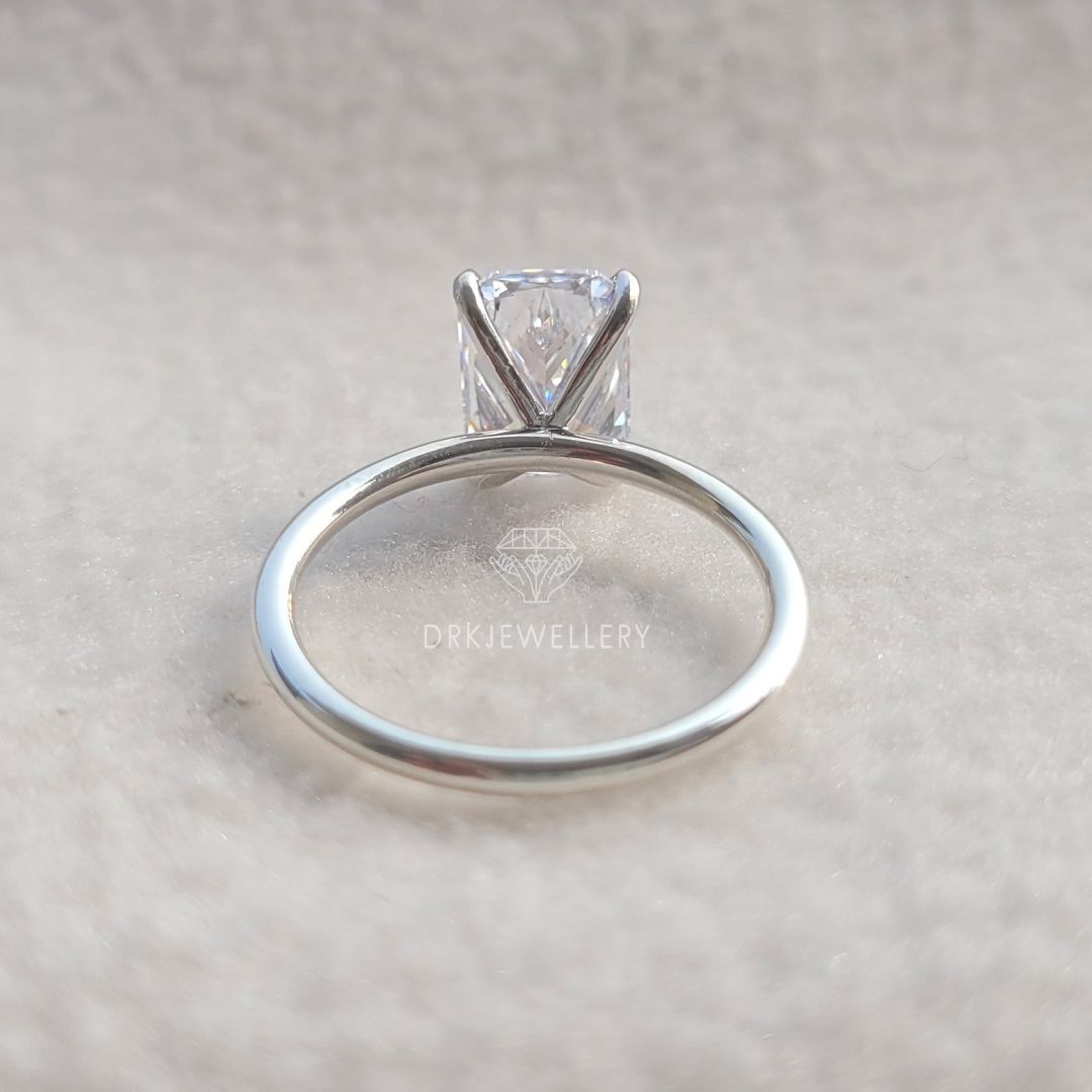 elongated radiant cut ring,moissanite ring,lab diamond ring,lab grown diamond ring,rings,gifts,gift ideas,solitaire ring,statement ring,promise ring,propose ring,white gold ring