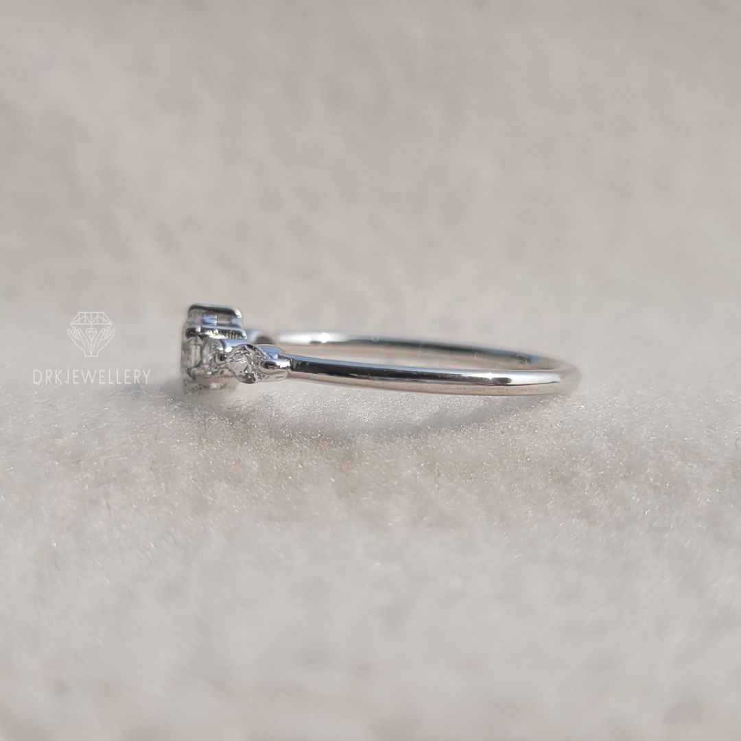 Round cut lab grown diamond pave set engagement ring