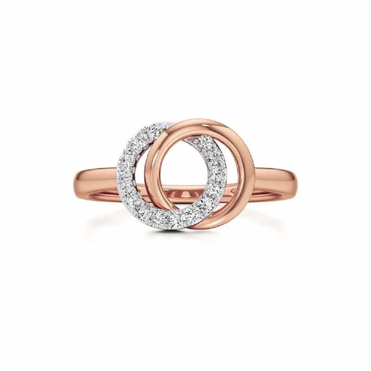 Rose gold engagement ring, tie knot style ring, solitaire ring, diamond ring, open circle diamond ring