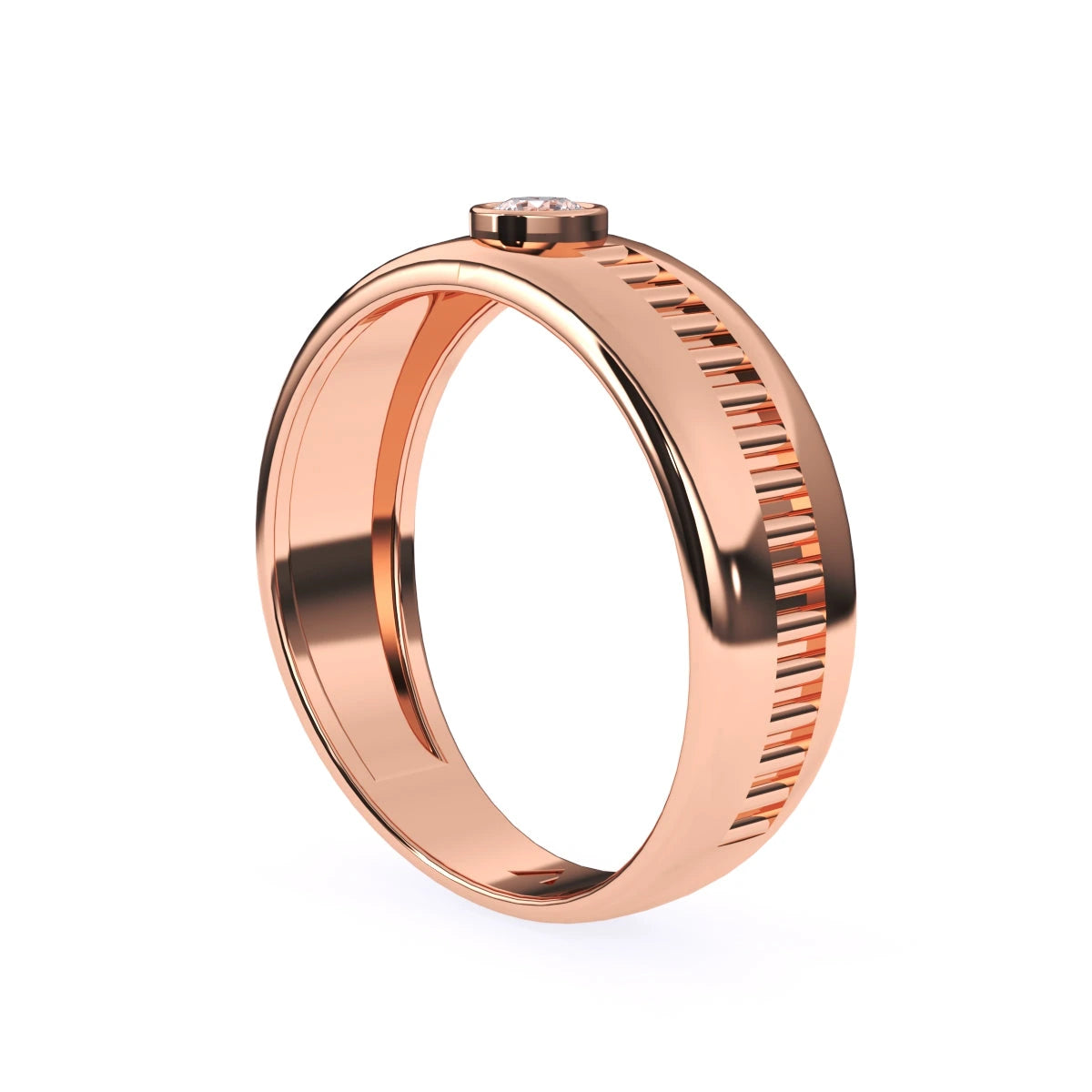 round cut rose gold men's wedding ring