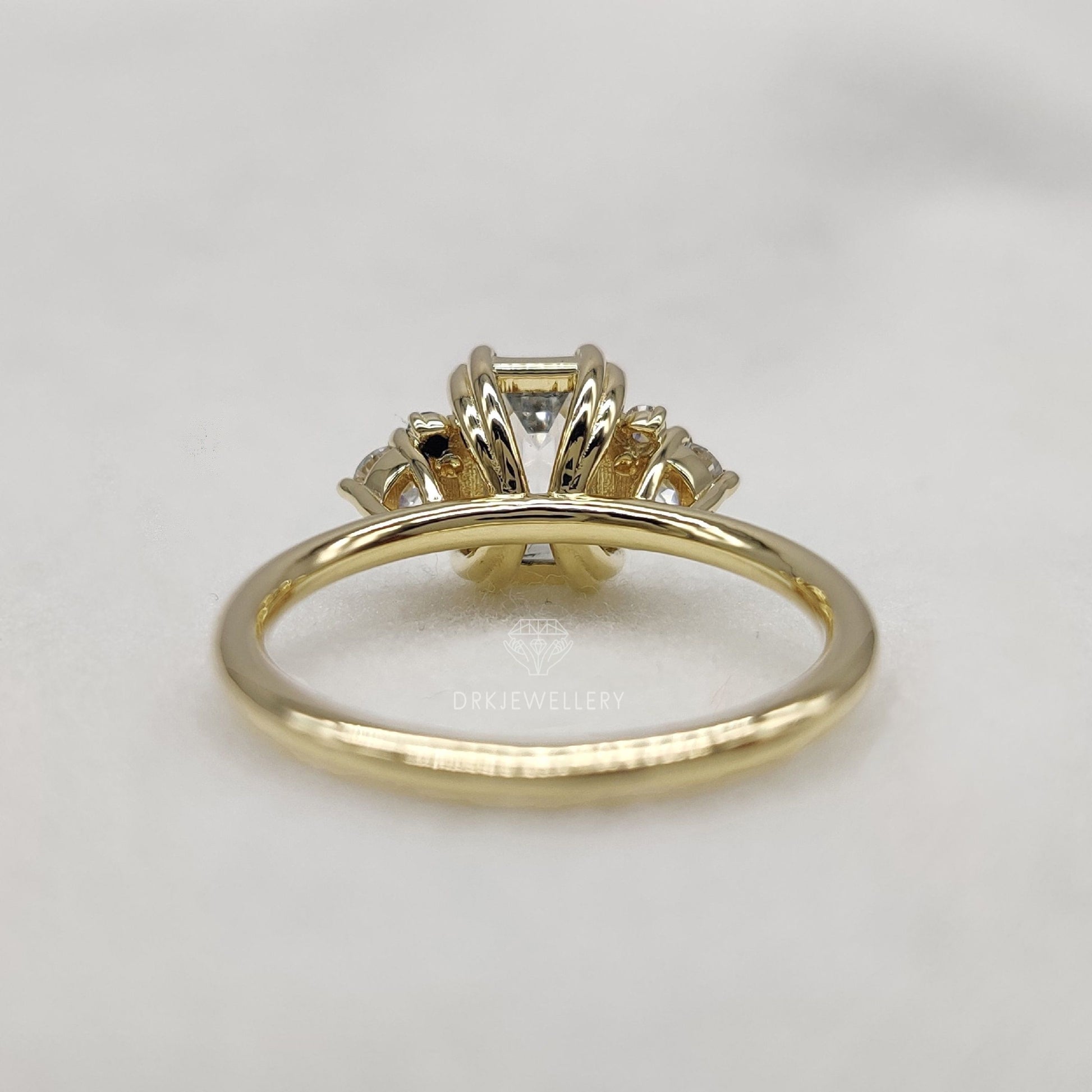 emerald cut ring, lab grown diamond ring, cluster ring, yellow gold ring, solitaire ring, gifts for her
