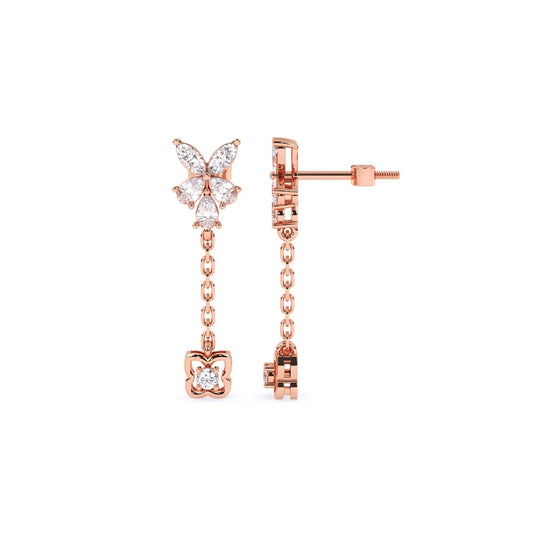 marquise round and pear cut lab grown diamond screw back daangle drop earrings