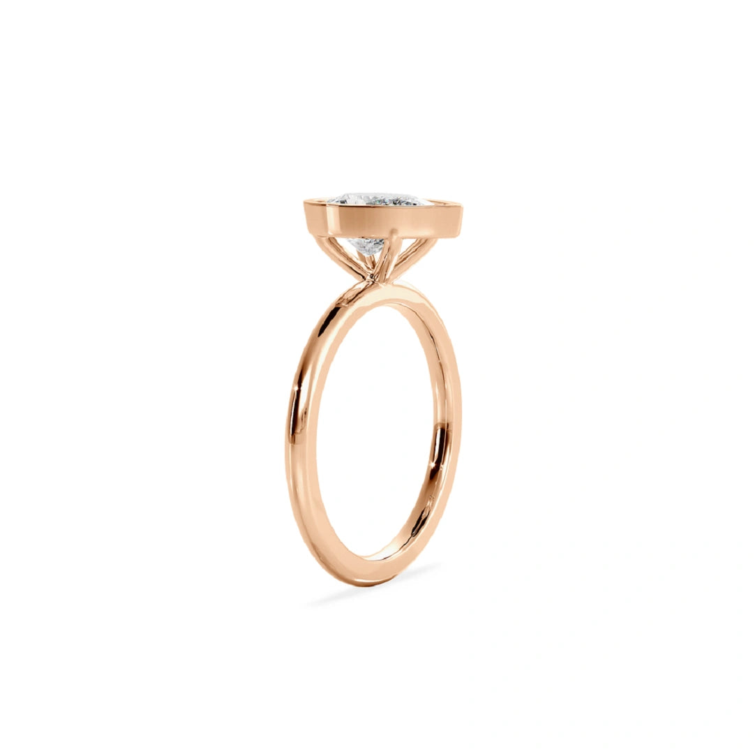 Bezel Set Pear Cut Lab Grown Diamond Solitaire Ring