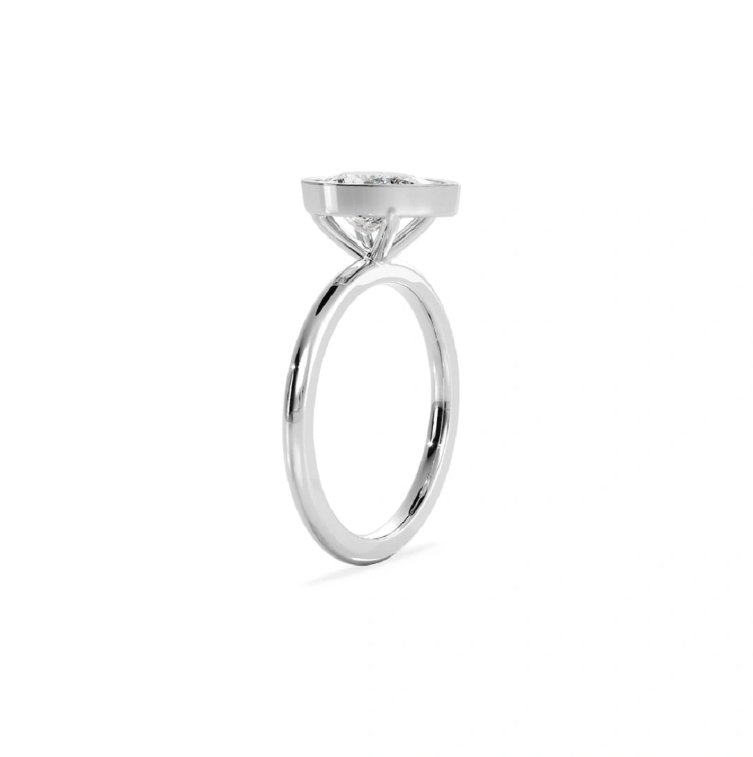 Bezel Set Pear Cut Lab Grown Diamond Solitaire Ring