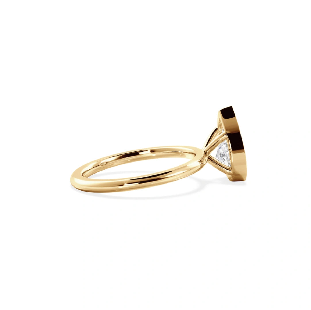 Bezel Set Pear Cut Lab Grown Diamond Solitaire Ring