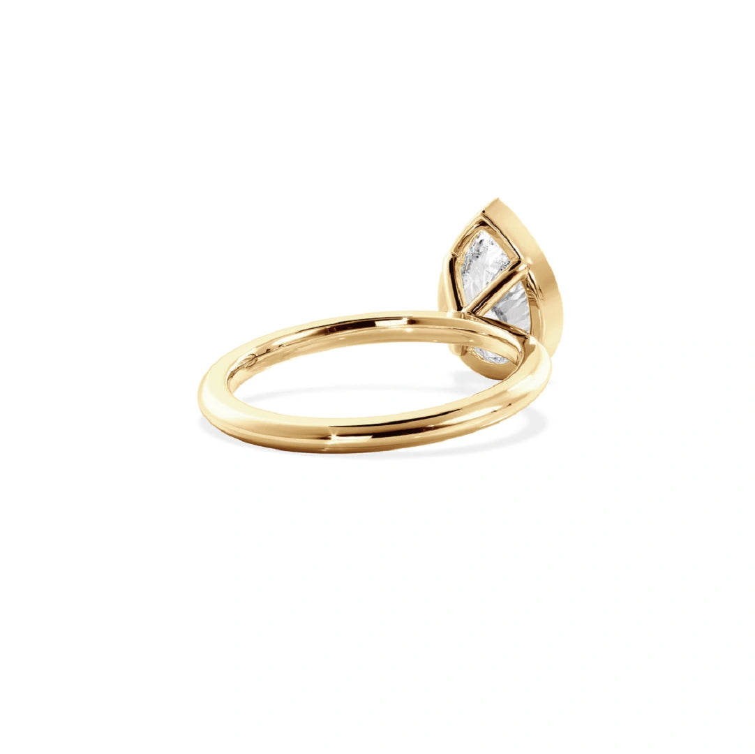 Bezel Set Pear Cut Lab Grown Diamond Solitaire Ring