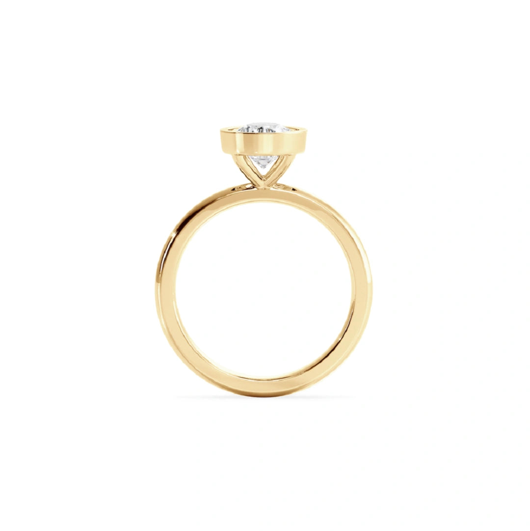 Bezel Set Pear Cut Lab Grown Diamond Solitaire Ring
