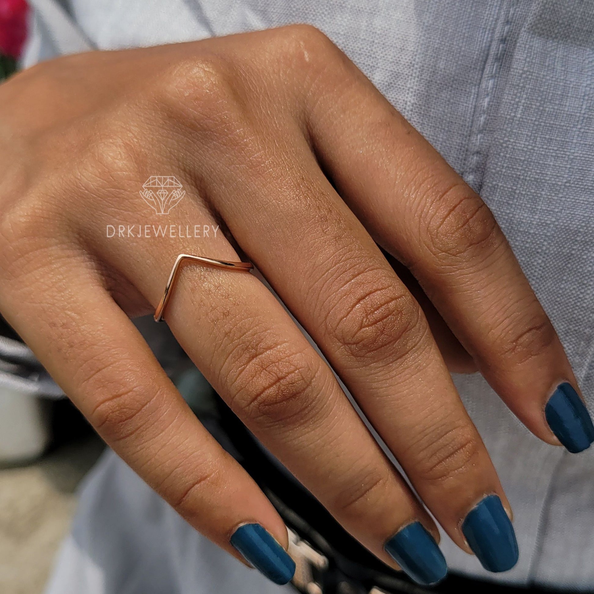 chevron style band-v shape band-rose gold band-solitaire band-matching bridal set-gifts for her-gift