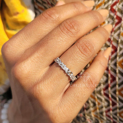 Half Eternity Pave Setting Lab Diamond Wedding Band