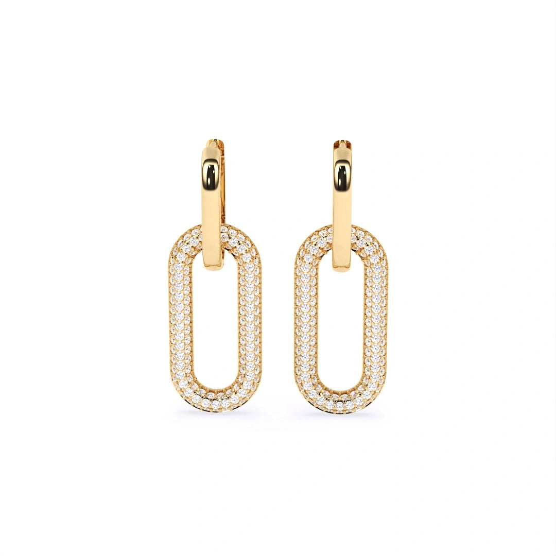 Gold hoop earrings with lab grown diamond